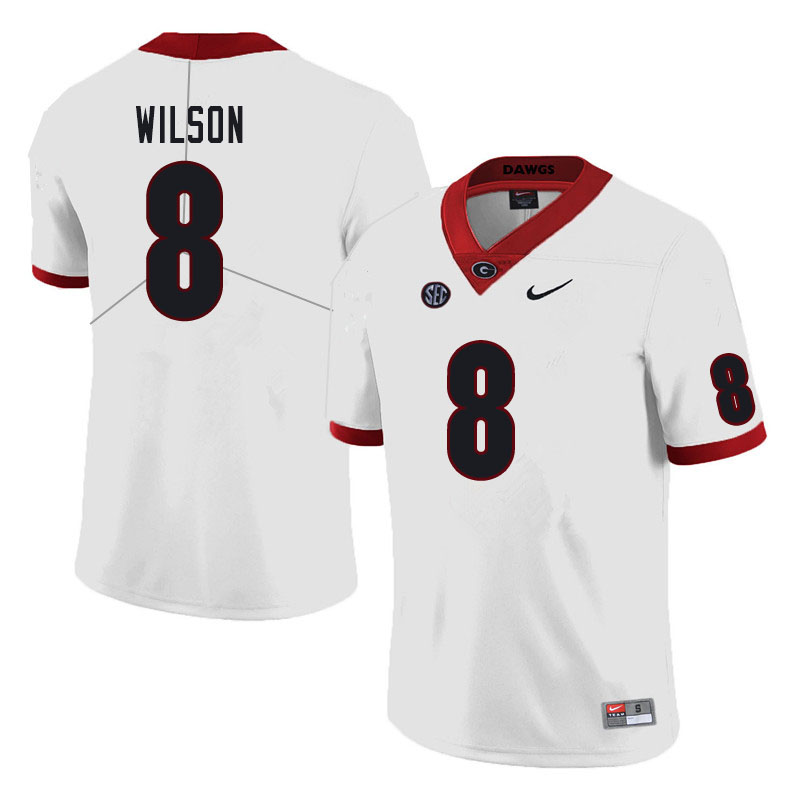 Men #8 Divaad Wilson Georgia Bulldogs College Football Jerseys Sale-White